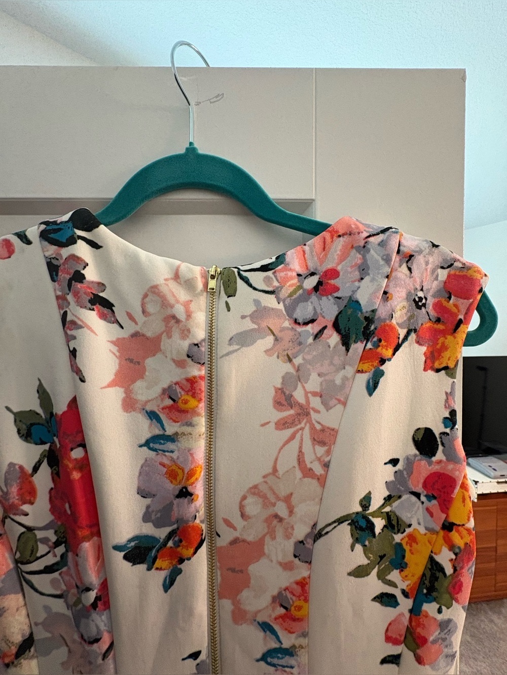 Just...Taylor White Floral V-Neck Midi Dress with Pink and Red Accents - Picture 6 of 6